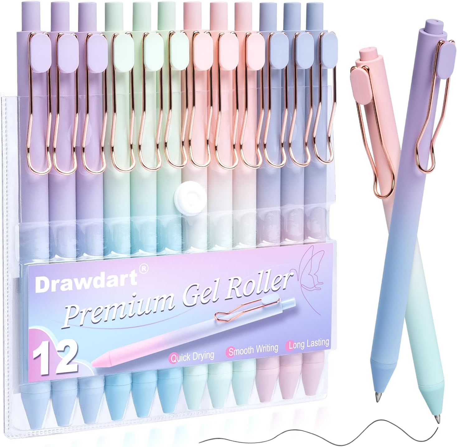 Retractable Gel Pens, 0.5 mm Fine Point - 12 Pack, Black Ink