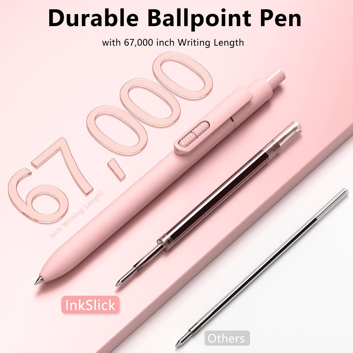 Retractable Ballpoint Pens with Refills - 6 Pens and 3 Refills, 1.0 mm, Black Ink