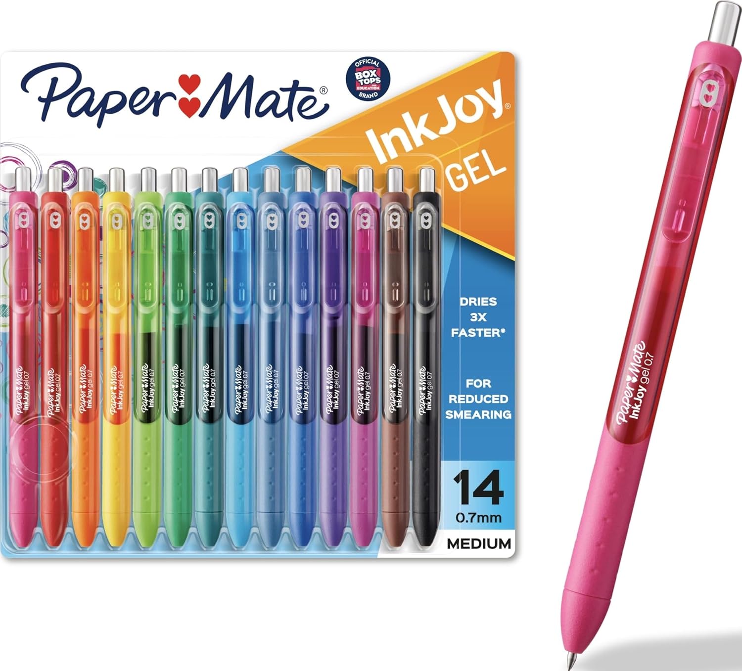 Medium Point Gel Pens - 14 Pack, Assorted Ink Colours