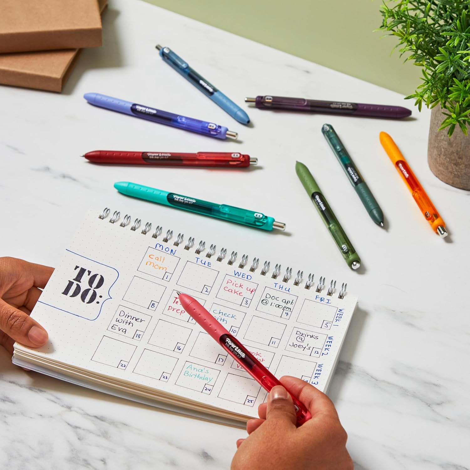 Medium Point Gel Pens - 14 Pack, Assorted Ink Colours