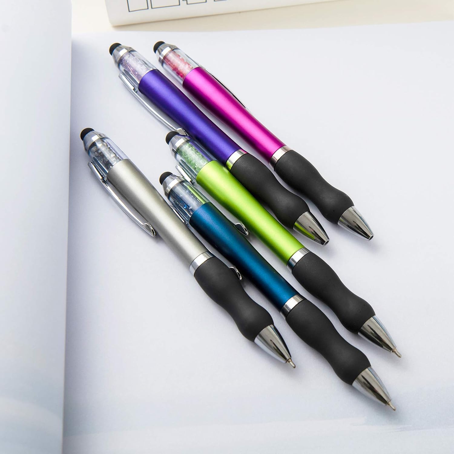 Ballpoint Pens with Stylus Tips - 5 Pens and 3 Refills, 1.0 mm, Black Ink