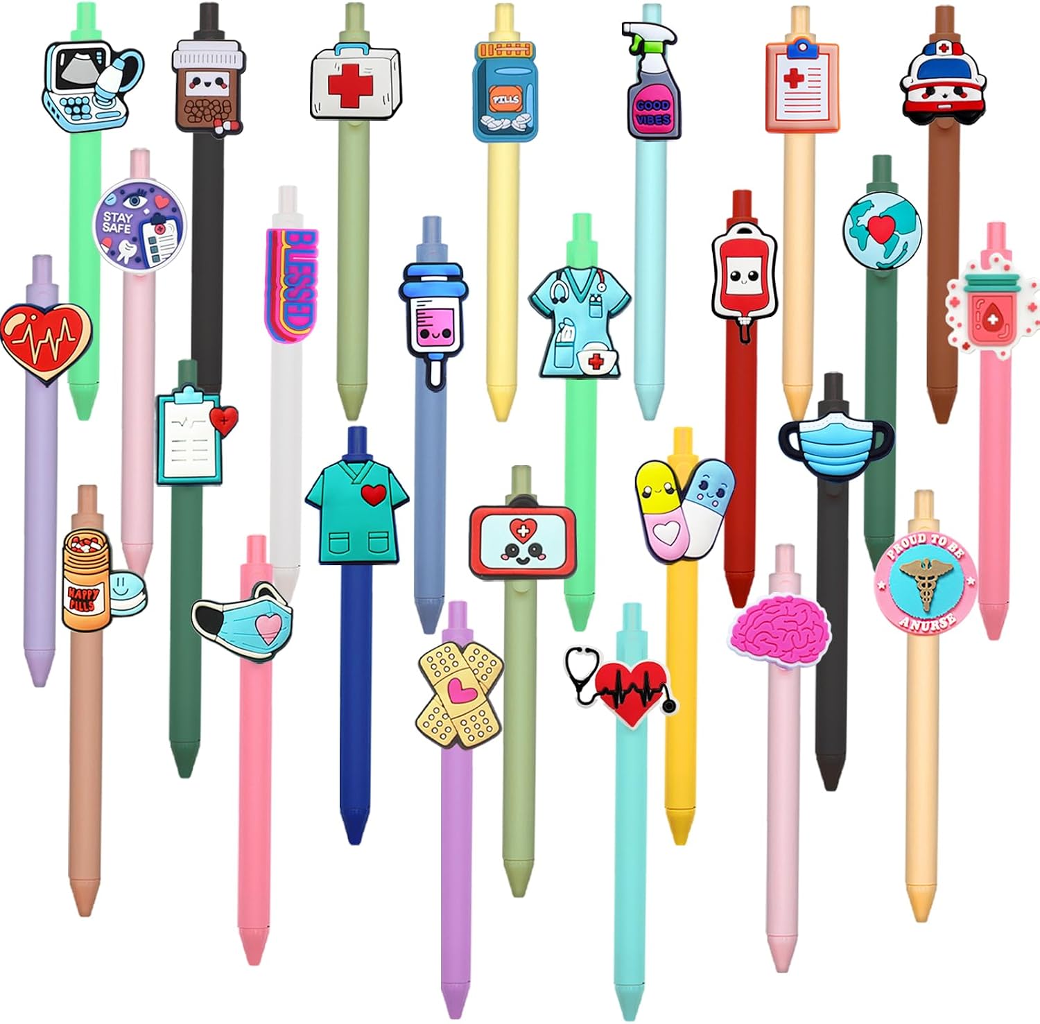 26 PCS Nurse Pens Cute Nursing Student Essentials Pens, Include 10 replacement refills Writing Instruments for Nurses, Medical Assistants, Students, Workers Office Appreciation Gifts Nursing-Theme Ballpoint Pen Set - 26 Pieces with 10 Refills, Black Ink