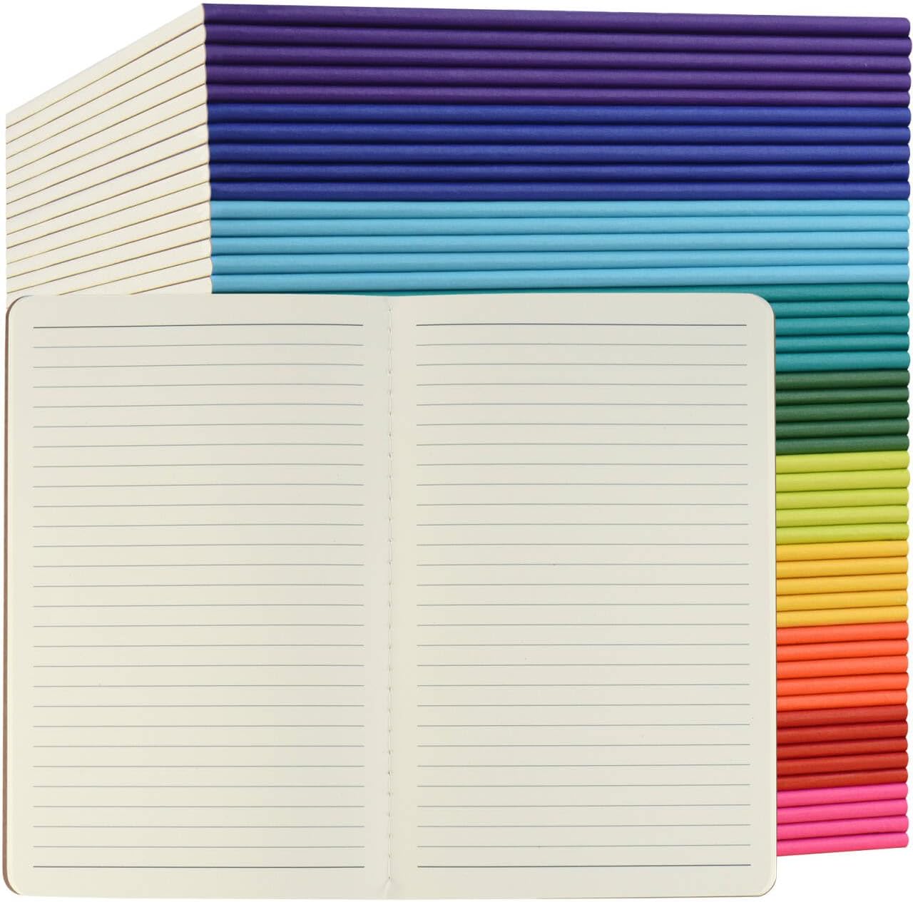A5 Lined Notebooks in 10 Cover Colours - 50 Pack, 60 Pages Each