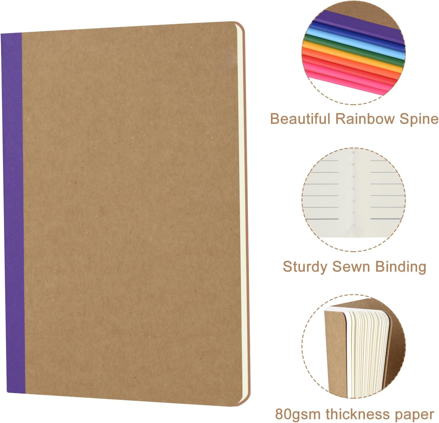 A5 Lined Notebooks in 10 Cover Colours - 50 Pack, 60 Pages Each