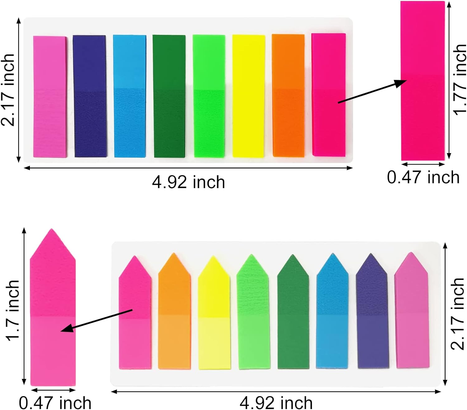 Translucent Arrow Index Tabs - 800 Pieces, 8 Colours, 4 Sets