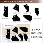Magnetic Cat-Design Bookmarks - 6 Pieces, Assorted Styles