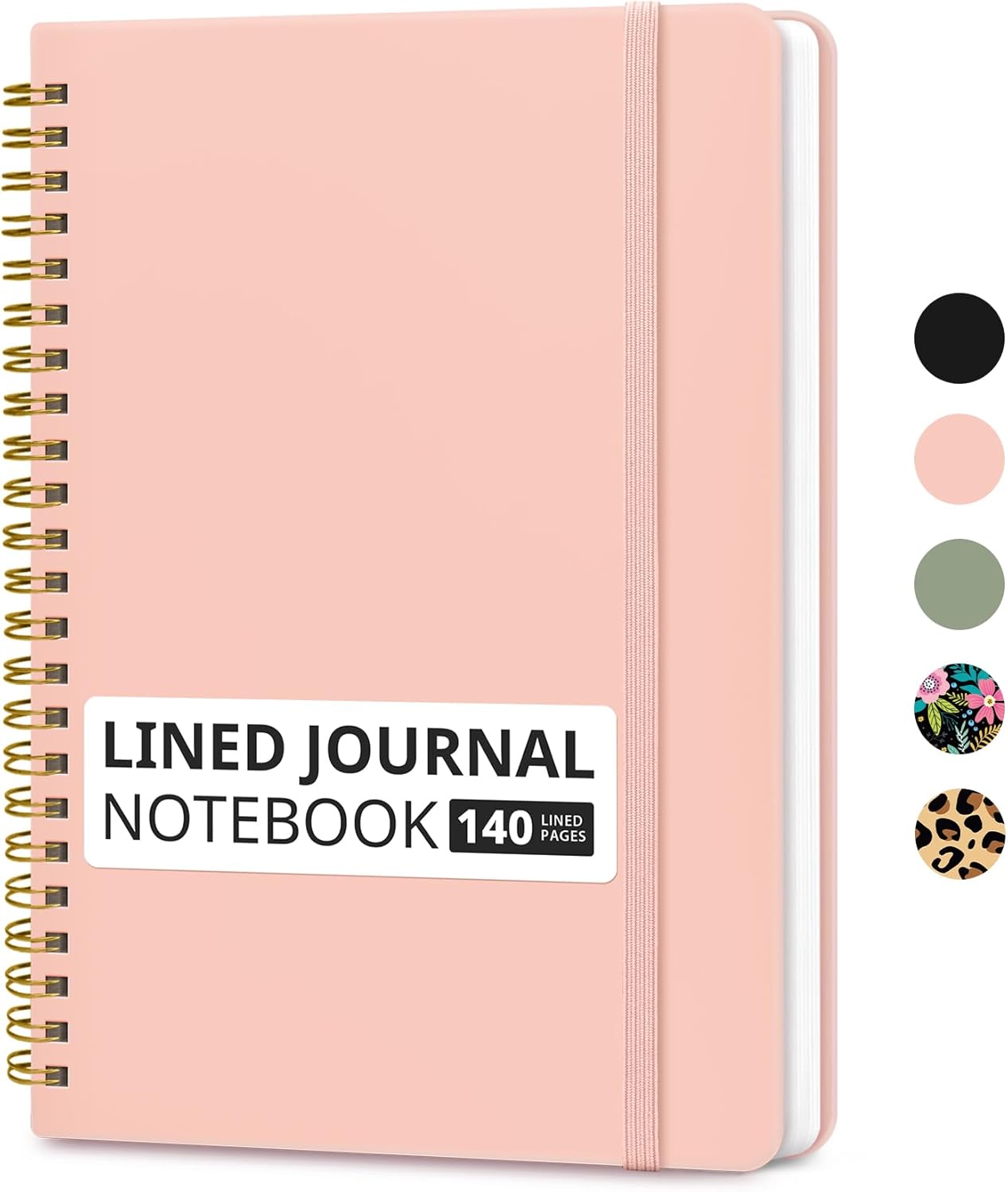 A5 Spiral Hardcover Lined Notebook, 5.7 x 7.9 in - 140 Pages, Pink Cover