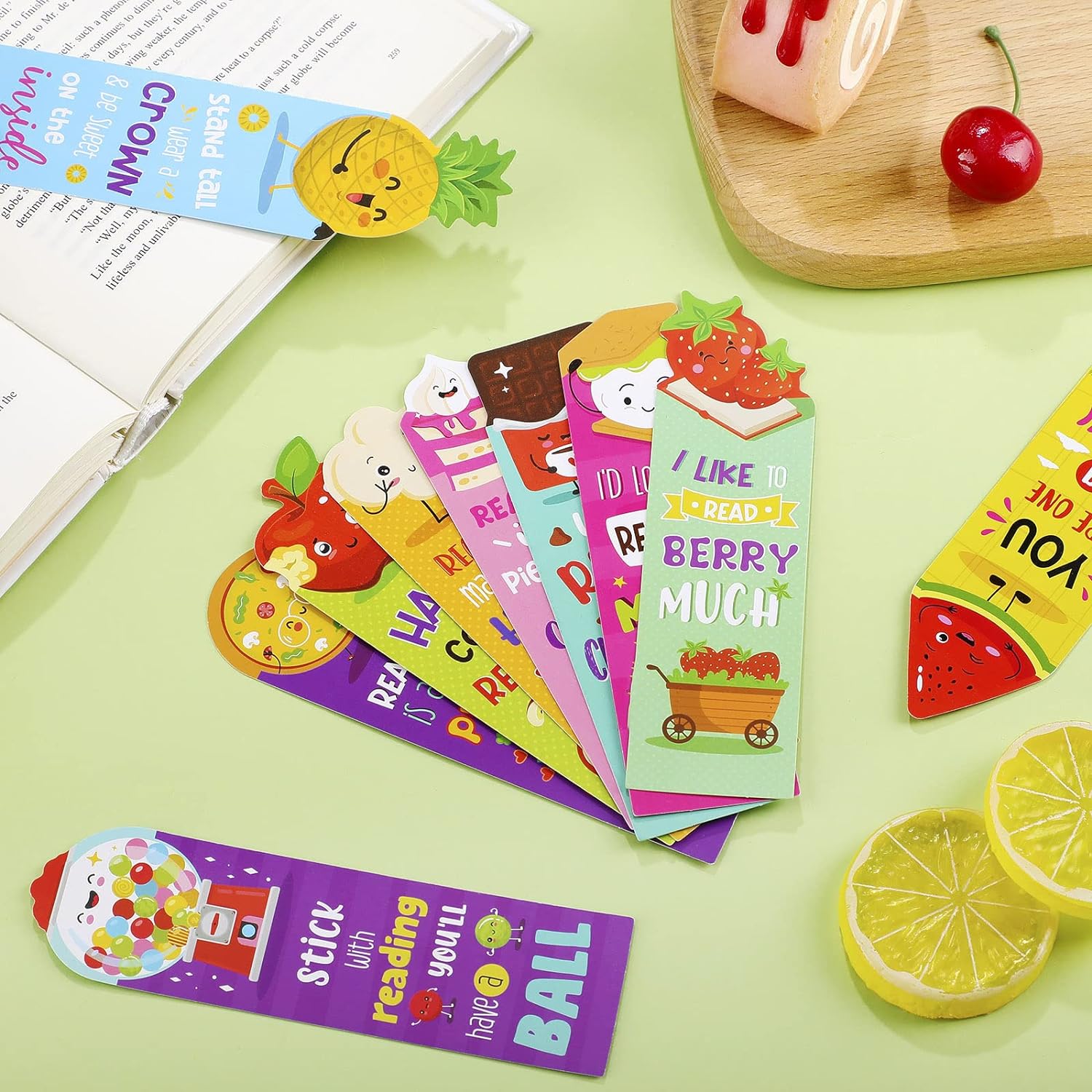 Scented Scratch-and-Sniff Bookmarks - 30 Pieces, 10 Fruit Designs