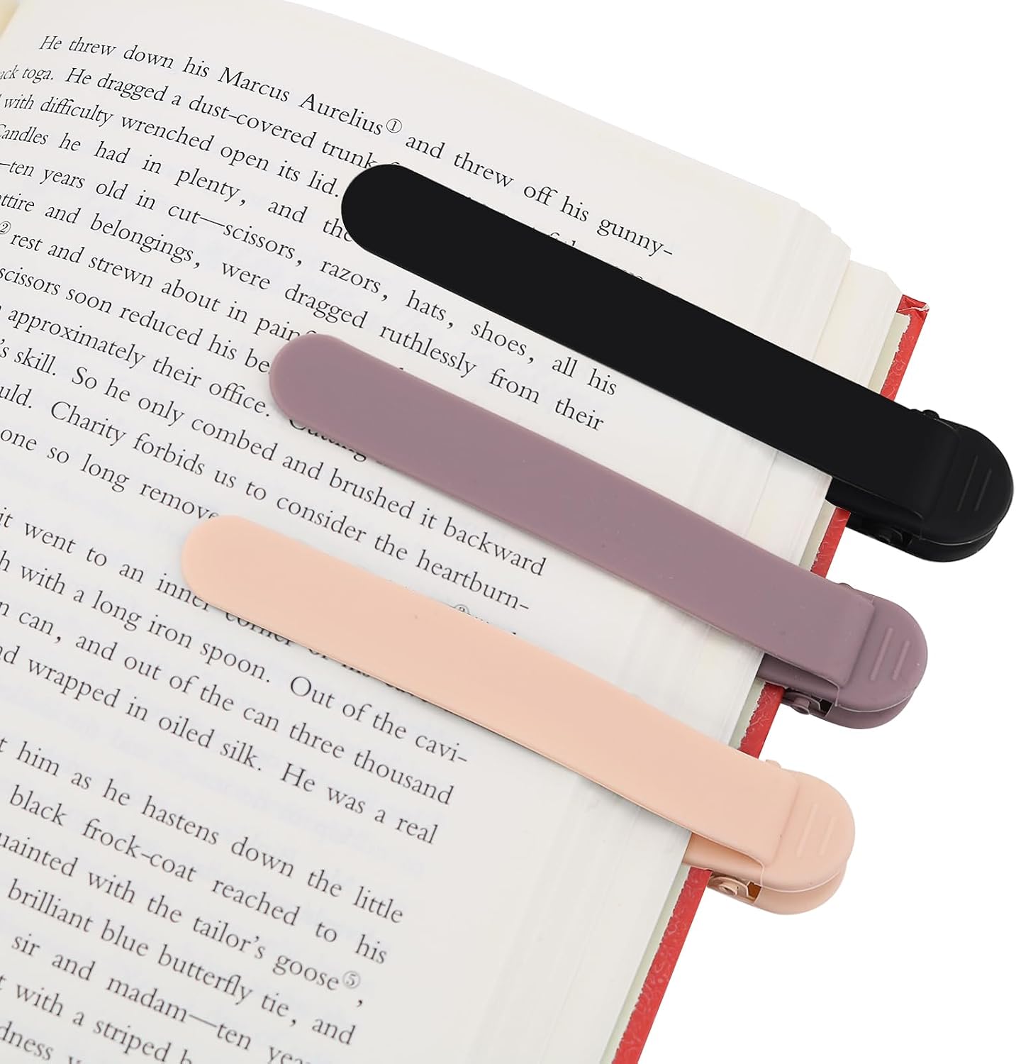 Silicone Automatic Page-Holding Bookmarks - 3 Pieces