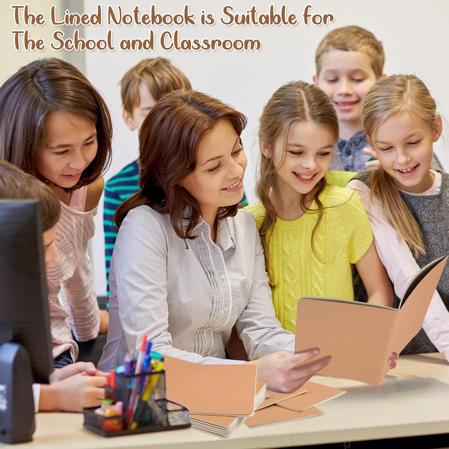 A5 Kraft Lined Notebooks, 8.3 x 5.5 in - 96 Pack Classroom Bulk Set